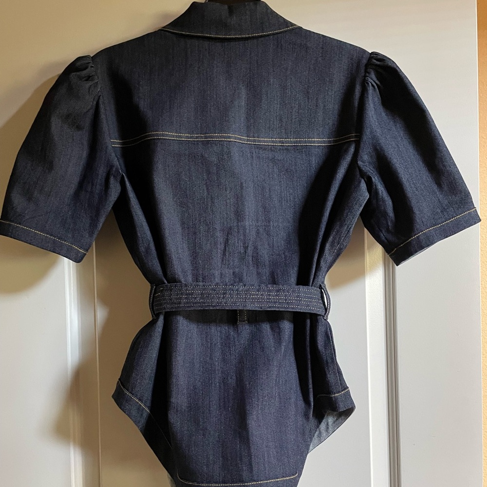 CINQ A SEPT LUELLA JACKET IN BLUE DENIM W/STITCHING SIZE 4 - Picture 6 of 6